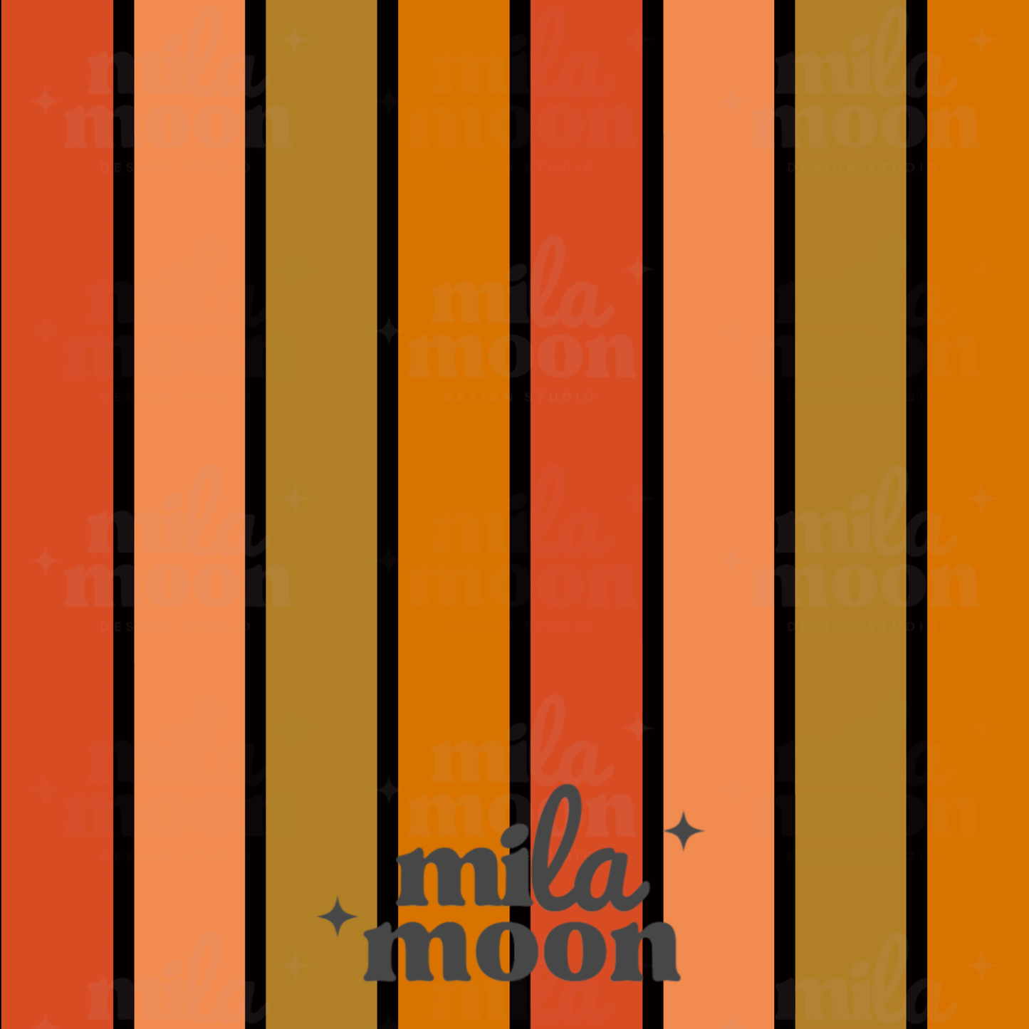 Boho Moon Floral Stripe Black