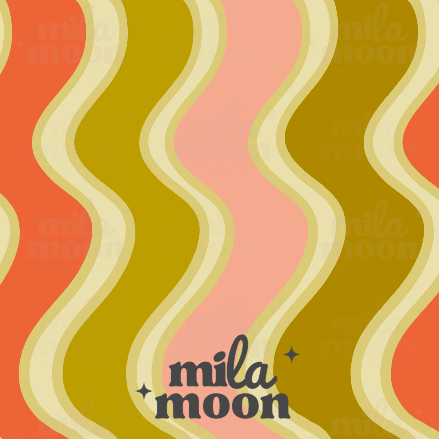 Stars Wavy Green/Peach