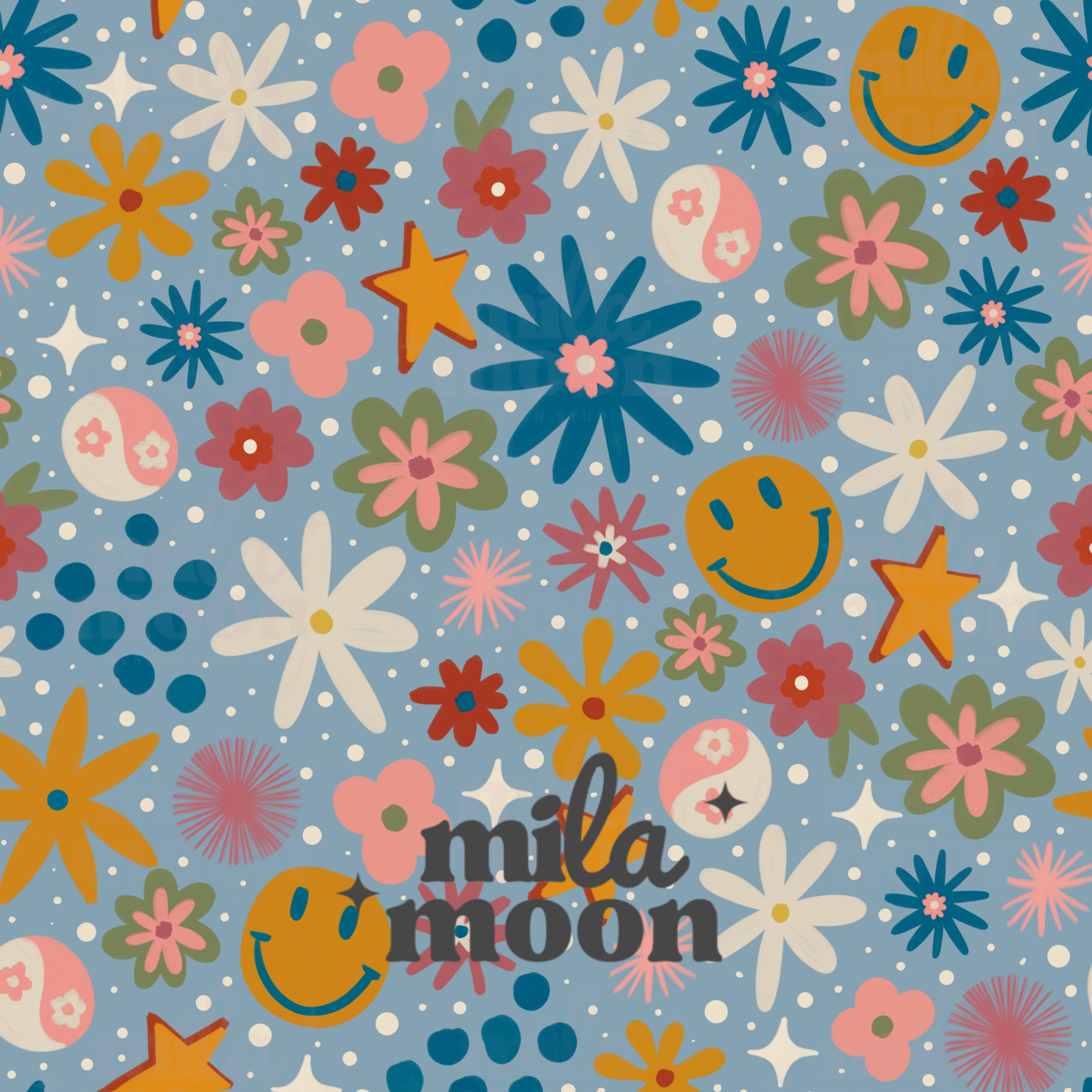 Fall Dopamine Floral Light Blue