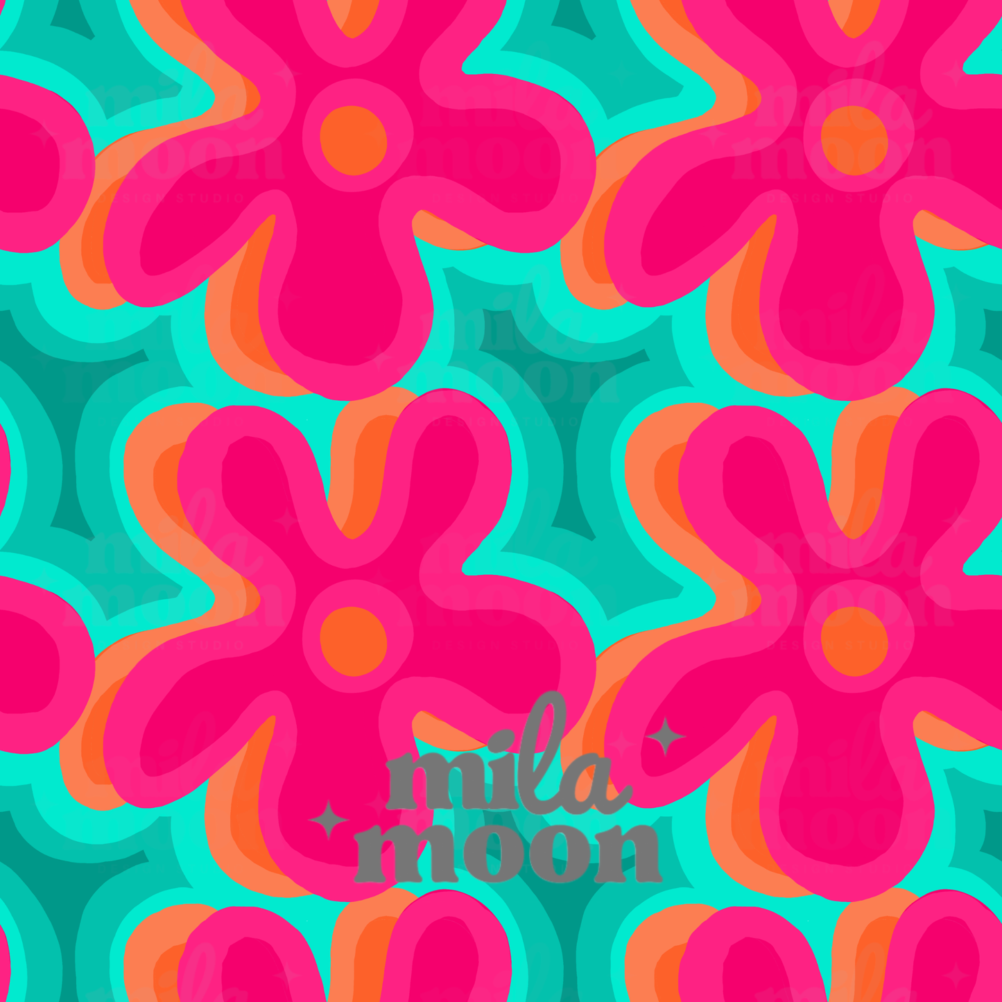 Retro Flowers Blue