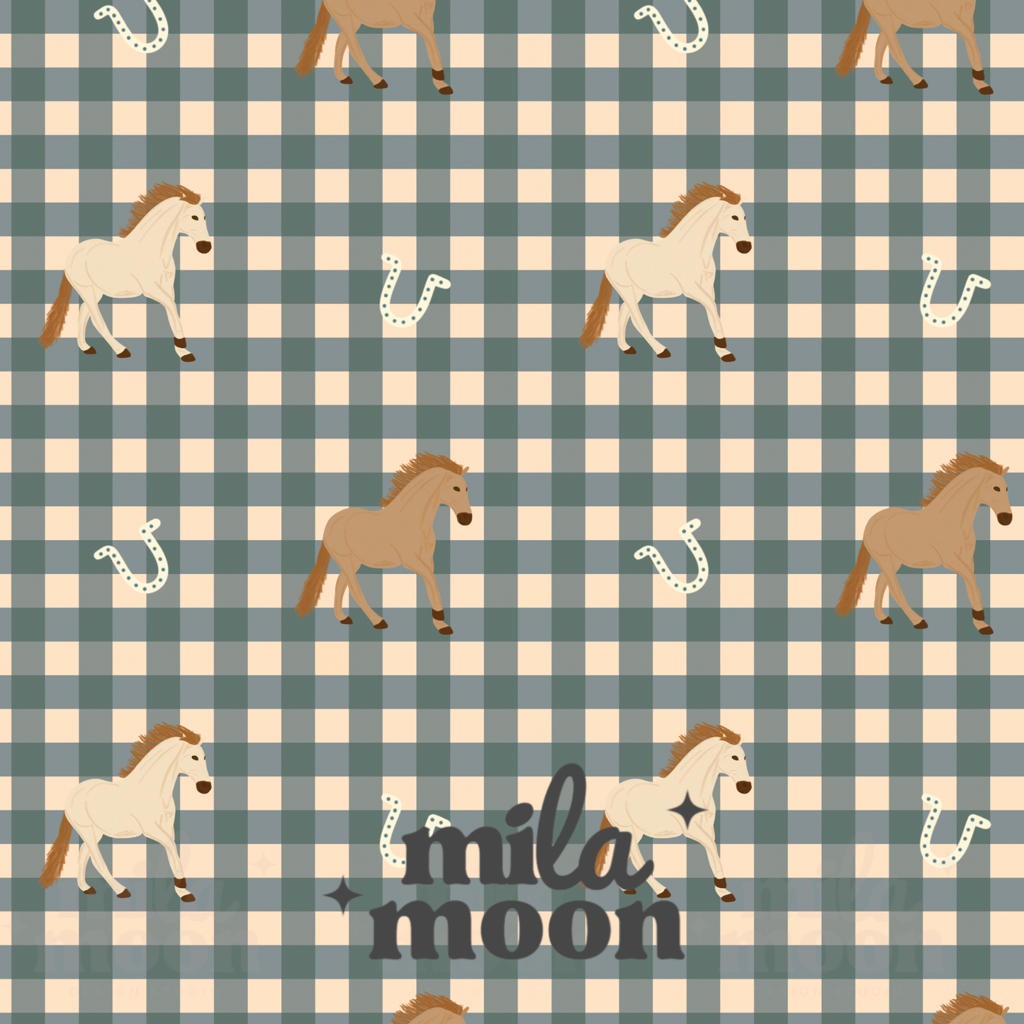 Western Gingham Horses