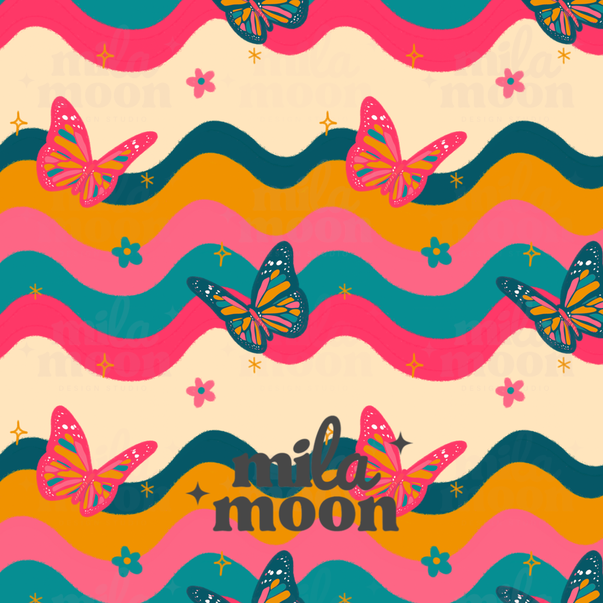 Wavy Retro Butterflies