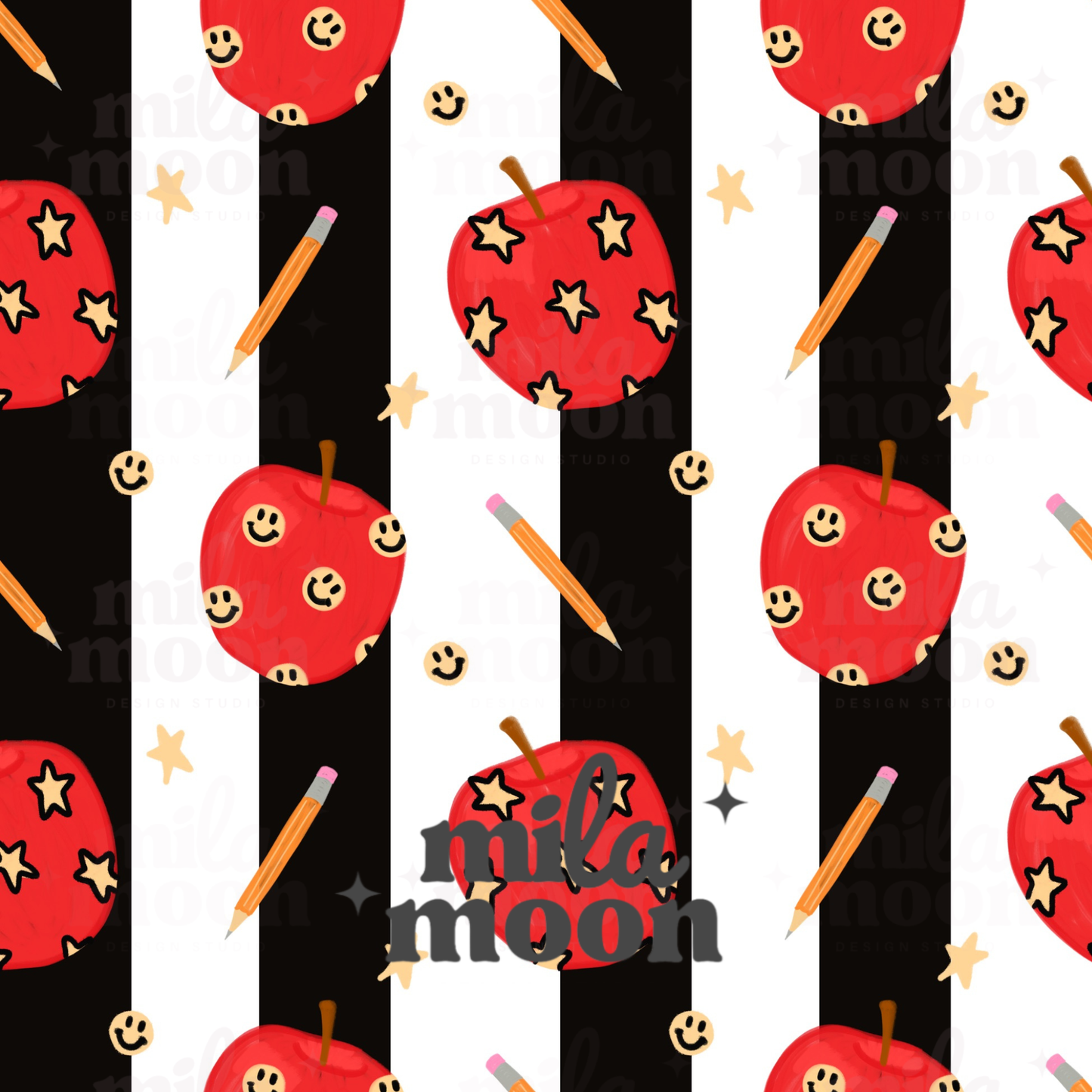 School Apples Black Stripe