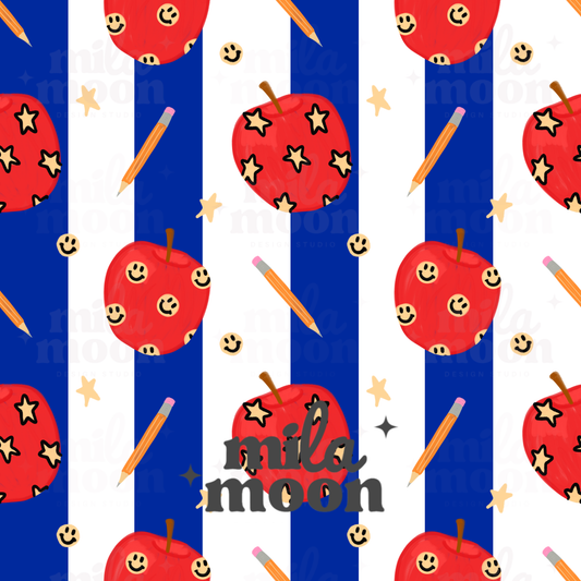School Apples Blue Stripe