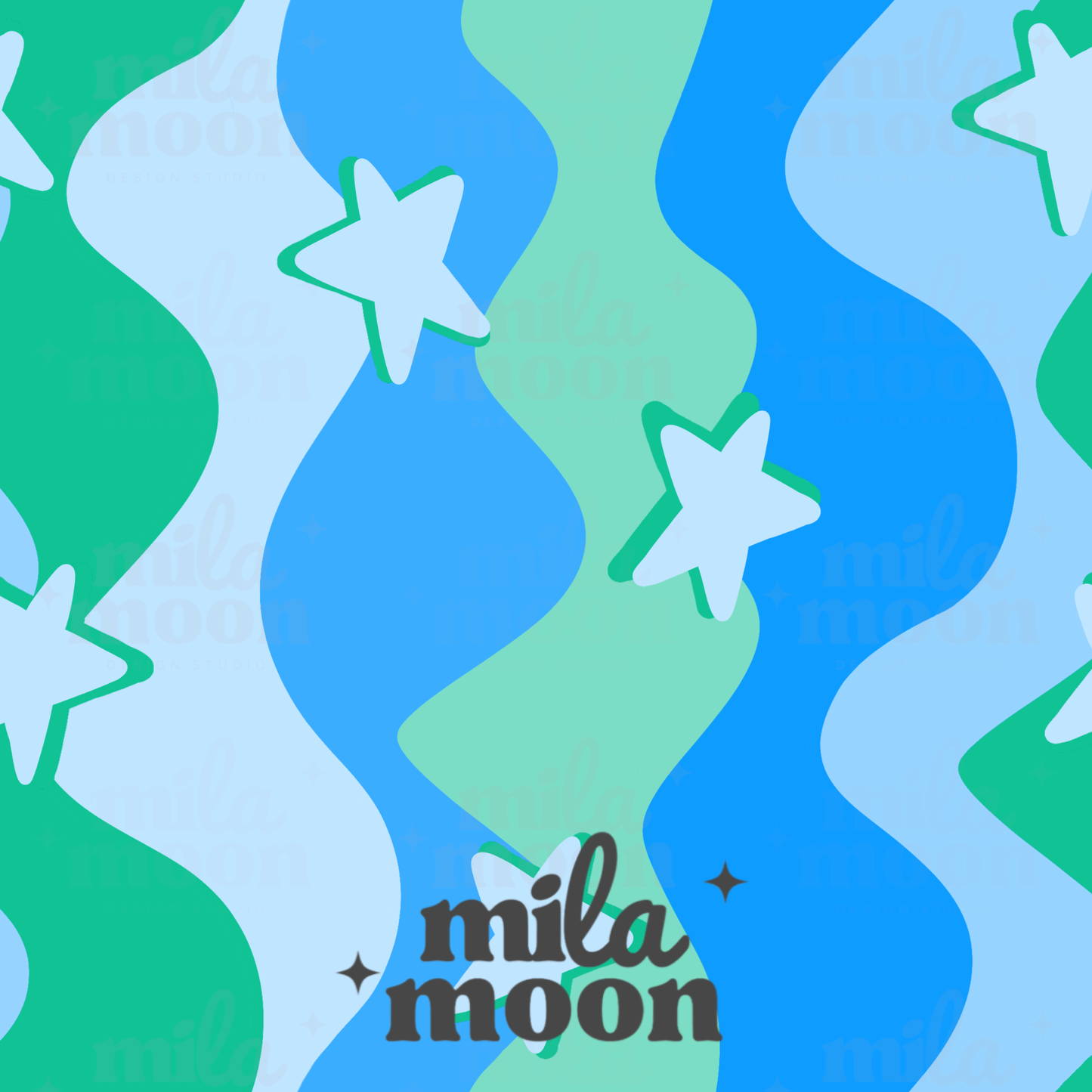 Stars Wavy Blue/Green