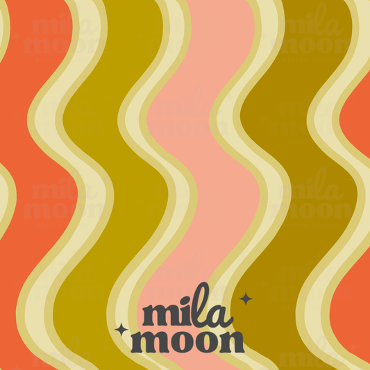 Stars Wavy Green/Peach