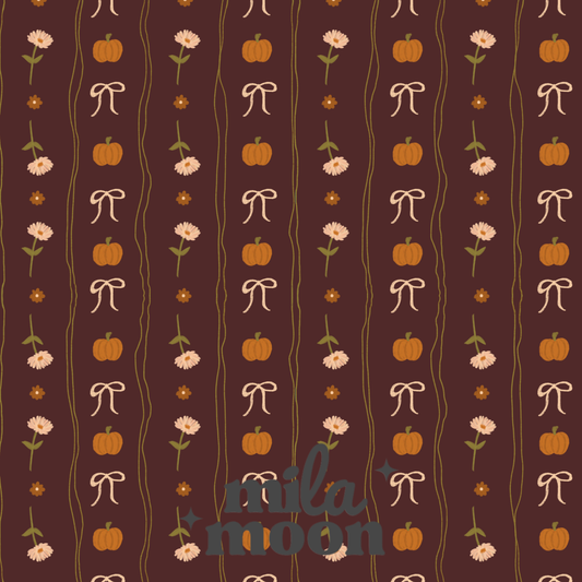 Fall Floral Pumpkin Stripes