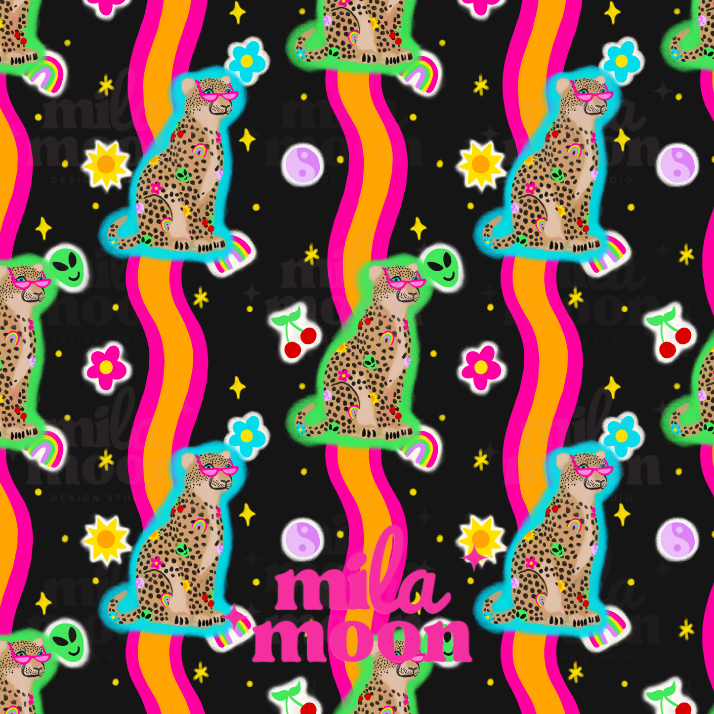 Rainbow Retro Cheetah