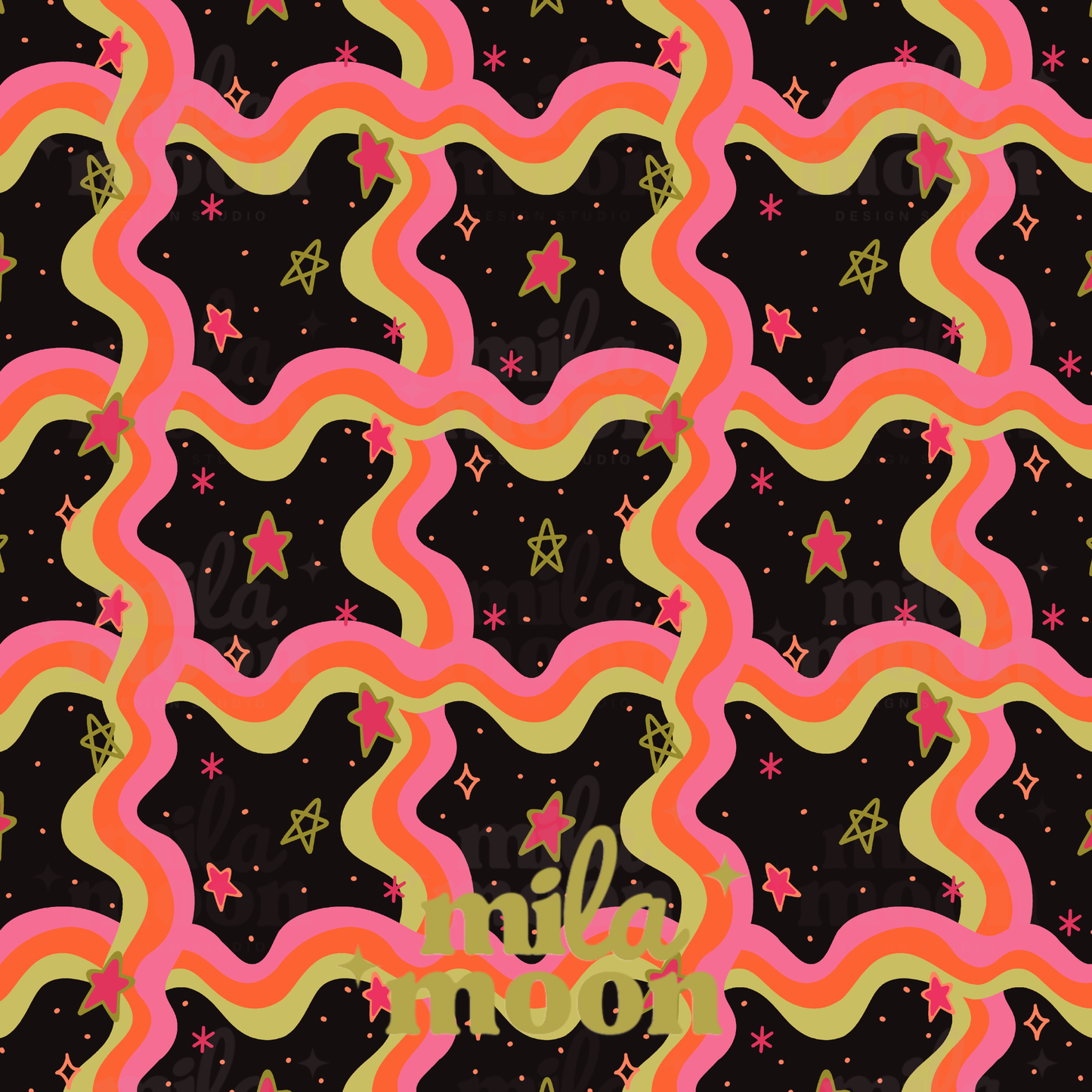 Retro Spacey Black Wavy