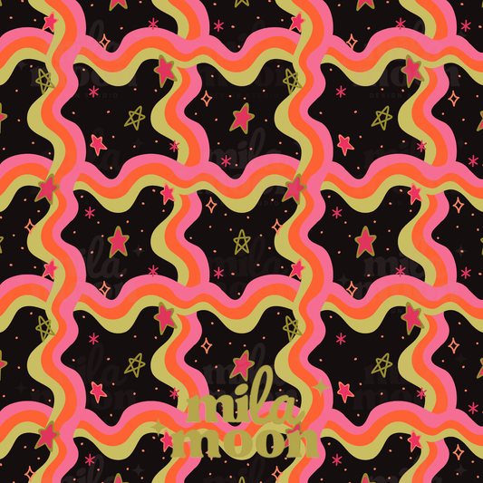 Retro Spacey Black Wavy
