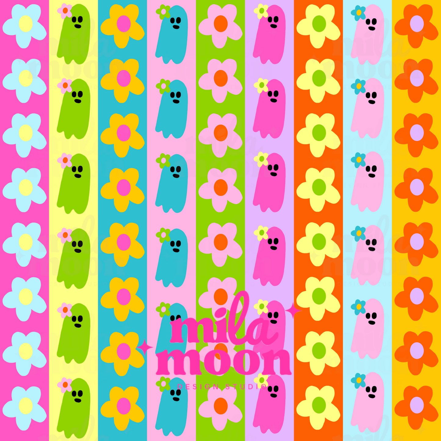 Groovy Ghouls Floral Stripes