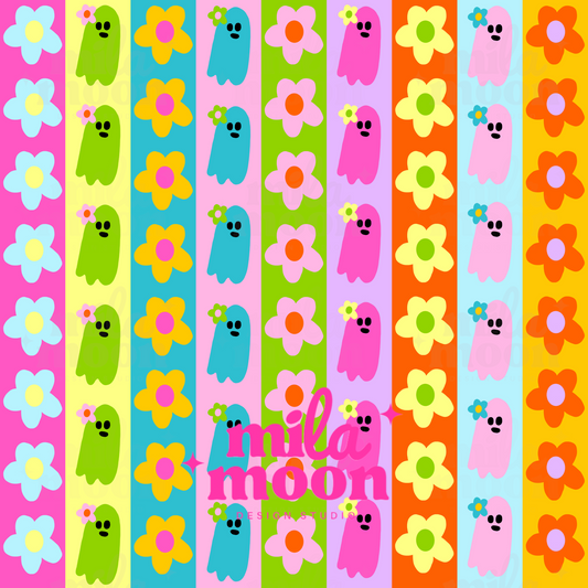 Groovy Ghouls Floral Stripes