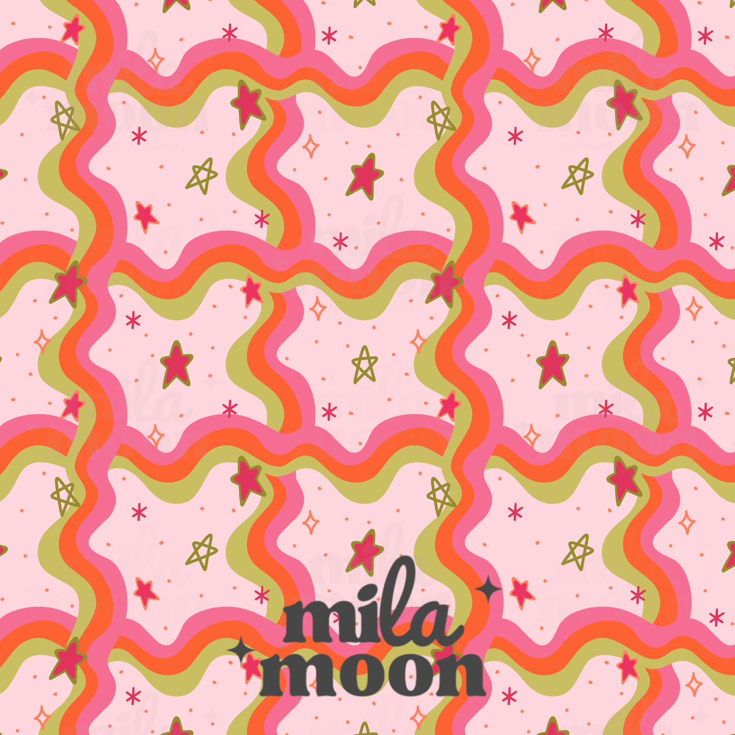 Retro Spacey Pink Wavy