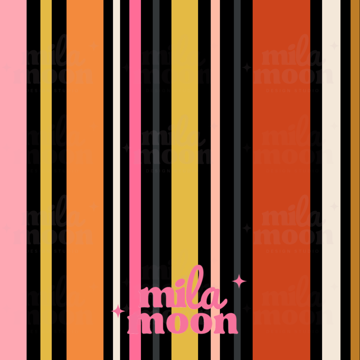 Retro Halloween Floral Thin Stripes