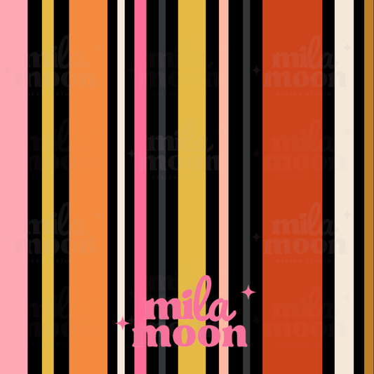 Retro Halloween Floral Thin Stripes