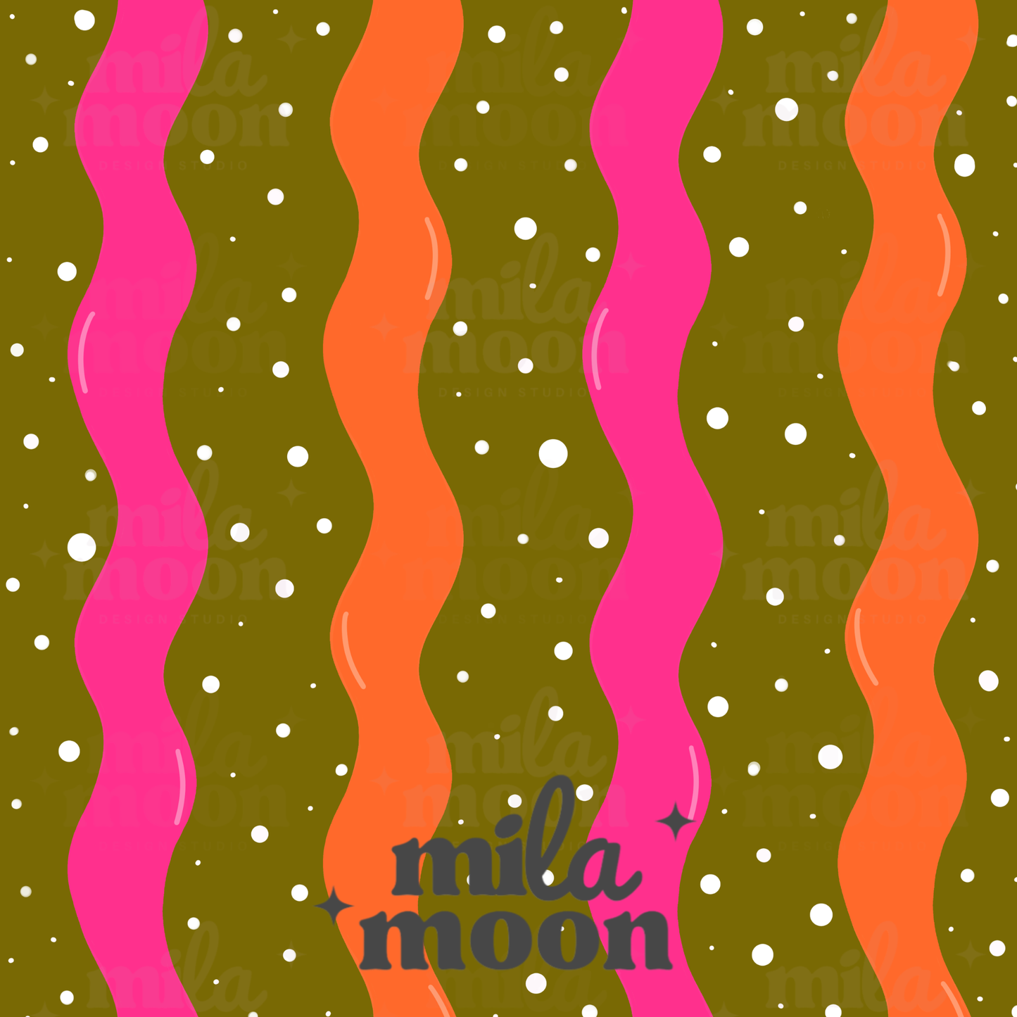 Retro Ghosties Waves Green