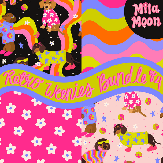 Retro Weenie Dogs - Bundle of 4