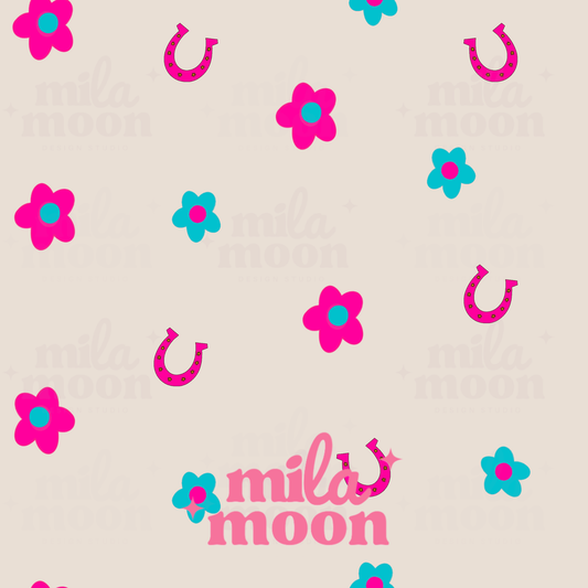Pink Floral Horseshoe