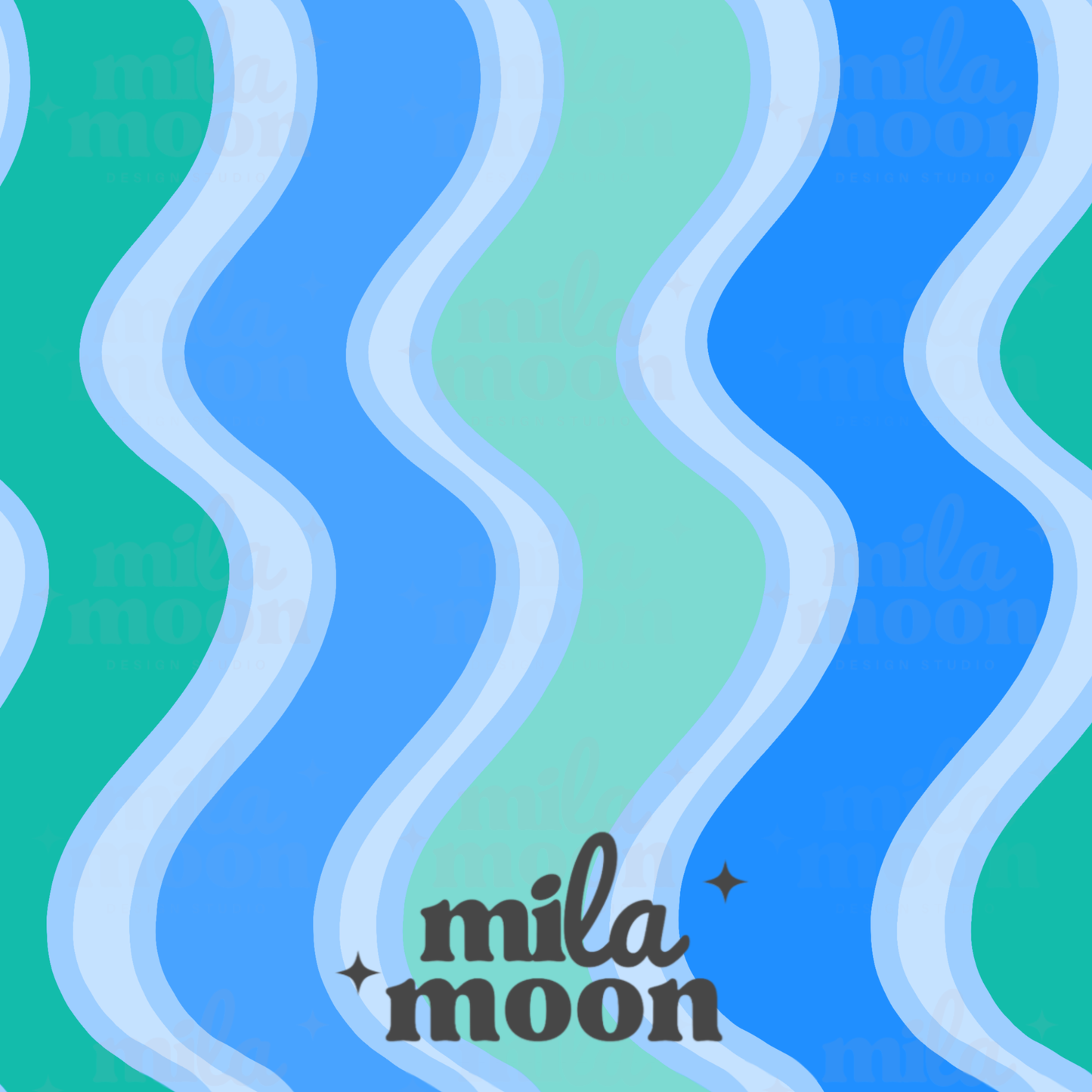Stars Wavy Blue/Green