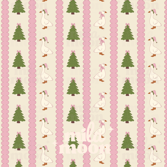 Christmas Goose Stripes Pink