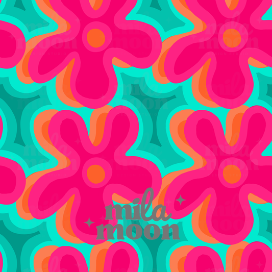 Retro Flowers Blue